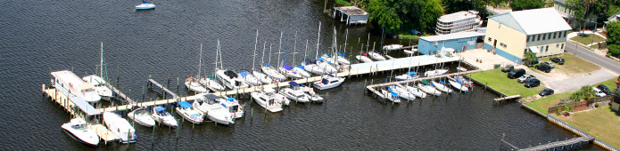 Aerial photo of The Boathouse Marina in Palatka, FL